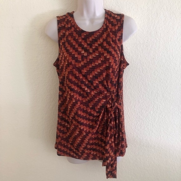 Cocomo Brown And Rust Checkered Blouse, Petite Medium - Picture 11 of 11